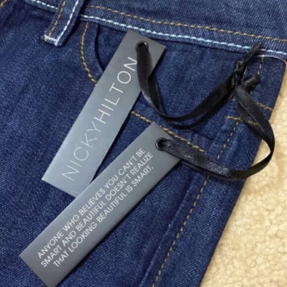 CHICK By NICKY HILTON Straight-Leg Blue Jeans w Rhinestone Skeletons Size 26 - Picture 7 of 8